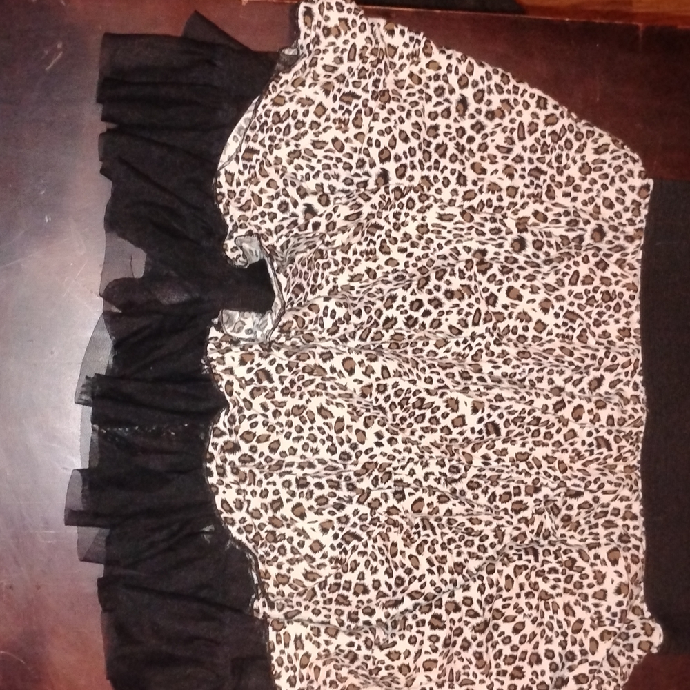 Joe Benbasset Leopard Print Mini Skirt with Black Ruffle